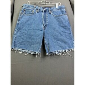 Levi's 469 Loose Fit Denim Short Men 34 Blue Medium Wash Cut Off Frayed 39434-09